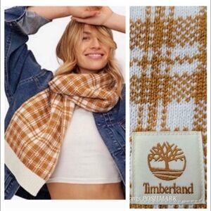 Timberland Tan and White Plaid Scarf